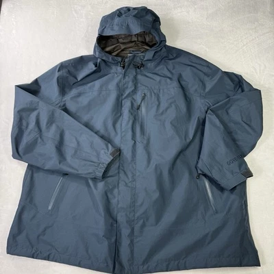 Cabelas Gore-Tex Rain Jacket Hooded Mens 3XLT Blue Waterproof Lightweight - Image 1 of 4