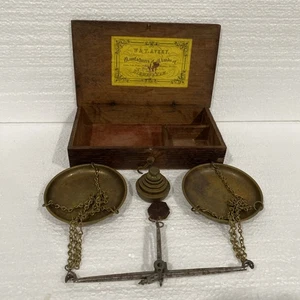 Antique W & T Avery Gold Scale With Weights Birmingham England Free Shipping - Picture 1 of 15