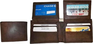 Lot of 2 Man's Wallet Bi fold Leather Wallet 12 Credit Cards 2 IDs Suede lined - Picture 1 of 12