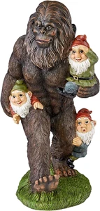 Schlepping the Garden Gnomes Bigfoot Yeti Indoor/Outdoor Garden Statue 16 Inch - Picture 1 of 12