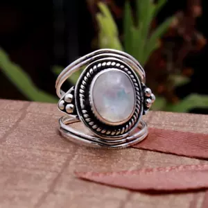 Mondstein Ring 925 Sterlingsilber handgefertigt bester Schmuck Valentinstag Geschenk KB-92 - Bild 1 von 6