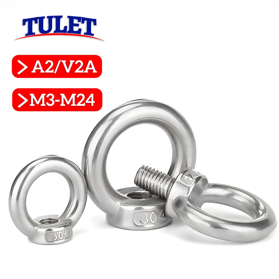 Ringmutter Ringschraube Edelstahl M3 M4 M5 M6 M8 M10 M12 Verzurröse Auge Ring - Bild 1 von 4