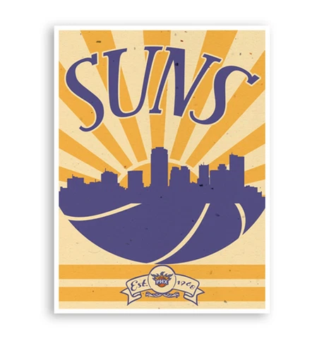 Phoenix Suns Poster Sunset NBA Basketball Art Print 12x16" Cover