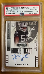 (1) 2014 Panini Contenders AUTO Khalil Mack Rookie, PSA 10, #224 Standing Tall - Picture 1 of 2