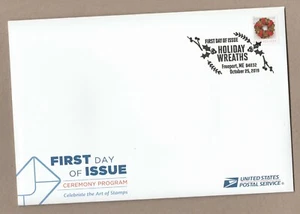 US 5425 Holiday Wreaths Red Ribbon Ceremony Program FDC 2019 - Picture 1 of 3