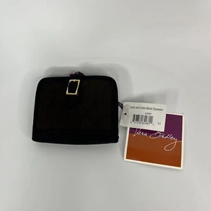 Vera Bradley Cards and Cuties Case in Black and Espresso Microfiber W Tag Read - Picture 1 of 6