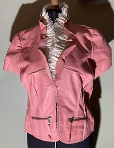 New Double D Ranch Hand Me Down Jacket Size M Leather Coral ￼ - Picture 1 of 9
