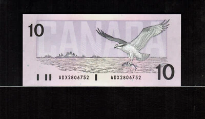 Canada $10 DOLLAR 1989  Thiessen/Crow Replacement  Prefix *ADX*  Gem UNC - Image 1 of 2