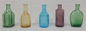 Vintage 70's Lot (5) Reproduction Glass Bitter Bottles 3" Made In Taiwan - Picture 1 of 16