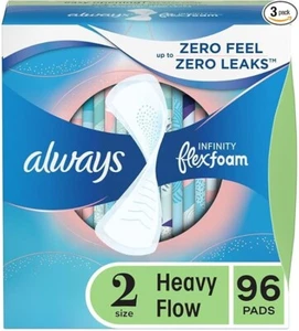 Always Infinity Flexfoam Pads, Size 2 Heavy Unscented No Wings 96 Count - Picture 1 of 1