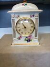 ceramic mantel quartz clock flower design great condition