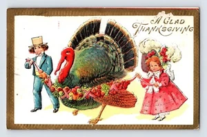 Postcard Thanksgiving Children Giant Turkey 1910s Posted Divided Back - Picture 1 of 2
