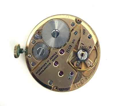 Vintage Elgin Manual Cal.874 Watch 17 Jewels Movement Silver Dial *STARTS/STOPS* - Image 1 of 3