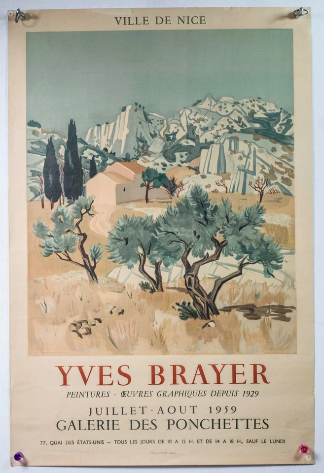 Affiche exposition YVES BRAYER Galerie des Ponchettes Nice 1959 - Photo 1/1