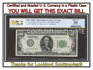 $100 1928A PCGS 'CHOICE VF 35' 🔥 Fr. 2151-H ⭐️ GOLD Demand Note 🤩 St Louis 💰 - Picture 1 of 6