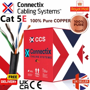 Cat5e External Ethernet Cable Black UTP 100% Solid COPPER Network 1m-305m LOT - Picture 1 of 8
