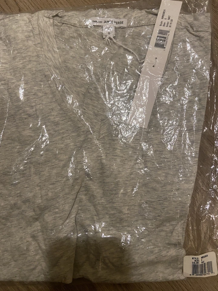 Camiseta James Perse Cuello en V Gris Talla 0 Nueva con Etiquetas Foto 1 de 1