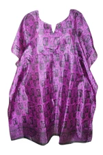 Boho Purple Printed Kaftan Dress Beach Coverup Resort Wear Housedress Caftan 3X