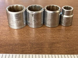 4 Vintage Allenite 1 1/16" 3/4" 5/8" 3/8" x 3/8" Drive Shallow Sockets 12 Point - Picture 1 of 10