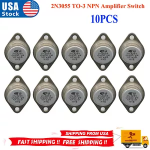 10X 2N3055 TO-3 NPN Verstärker Schalter Transistor Audio Power Metall Gehäuse 15A/60V - Bild 1 von 5