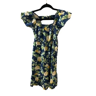 Nuevo con etiquetas Vestido Antiguo Azul Marino Floral Sin Mangas con Volantes Niñas Talla 10-12 Foto 1 de 4