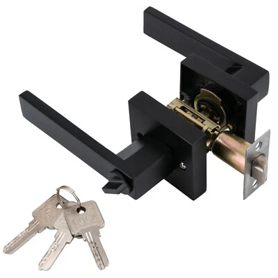 External Door Handles Internal Door Locks with 3 Keys Bedroom Door Lock Black - Image 1 of 4
