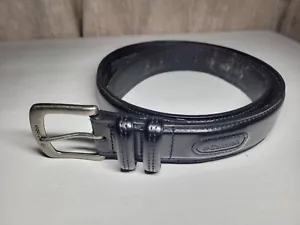Columbia Black Genuine Leather Belt Work Sports Stitched Belt Size Medium 34-36 - Picture 1 of 18