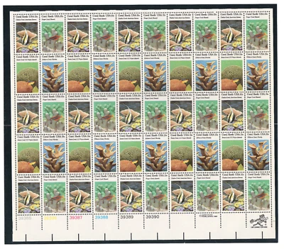 Scott #1830a (1827-30) Coral Reefs Full Sheet of 50 Stamps - MNH in mount LL - Image 1 of 3