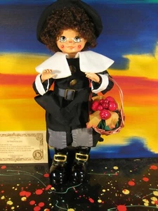 Brinn's November Calendar Clown Thanksgiving Pilgrim Porcelain and Fabric Doll - Picture 1 of 6