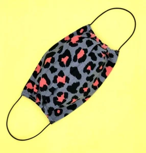 Baumwoll Gesichtsmaske mit Filtertaschen waschbar Handarbeit Leoparden Maske lila rosa - Bild 1 von 5