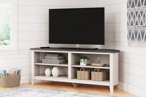 Signature Design by Ashley Dorrinson Modern Corner TV Stand with 4 Shelves & ... - Picture 1 of 9