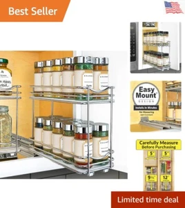 Pull Out Spice Rack Organizer for Cabinet, Slide Out Rack 4-1/4 inch Wide Chrome - Picture 1 of 10