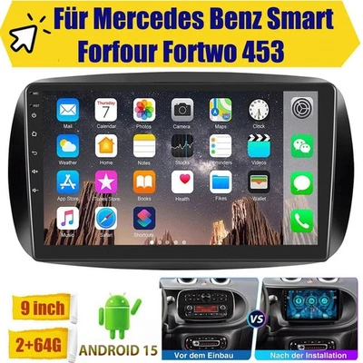 ESSGOO Radio estéreo para coche CarPlay GPS Navi Android13 para Smart Fortwo 453 2014-2019 64G