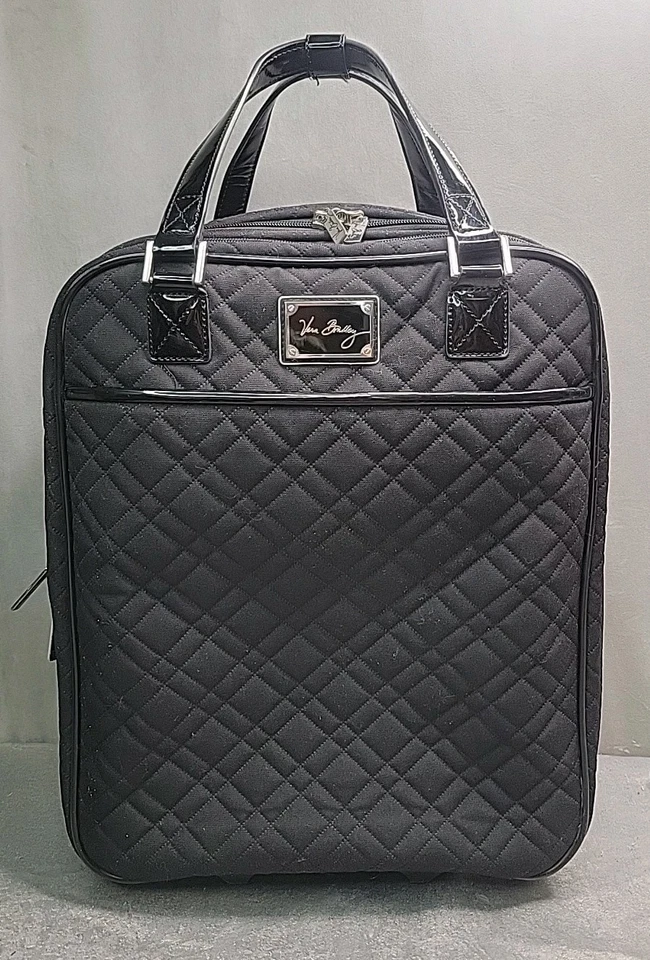 Vera Bradley Classic Black Quilted Roller Suitcase Luggage Carry On 19" - EUC! - Image 1 of 4