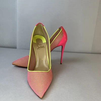 Christian Louboutin Follies Strass 100mm Neon Pink Pumps Size 40 - Image 1 of 4