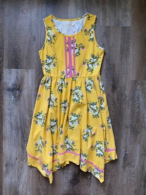 435 by MATILDA JANE yellow floral sleeveless flowy dress~girl's size 16~ - Image 1 of 4