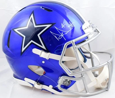 Casco Auténtico Dak Prescott Firmado Dallas Cowboys F/S Flash Speed-Holograma BAW Foto 1 de 4