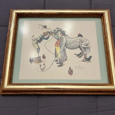 Estampa emoldurada vintage Norman Rockwell “The Horse Trader” 9,5” x 11,5” - Imagem 1 de 4