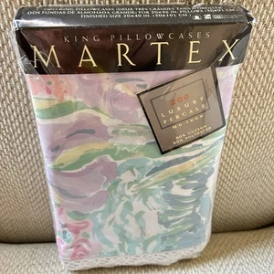 Fundas de almohada vintage Martex Monet lirios florales tamaño king percal nip - Imagen 1 de 6