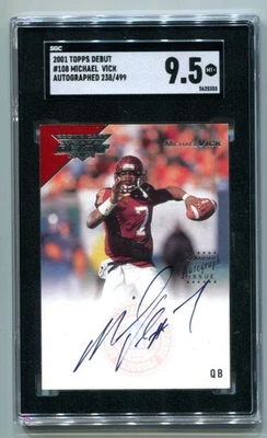 2001 Topps Debut Michael Vick RC AUTO 238/499 SGC 9.5 MINT+ - Image 1 of 2