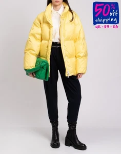RRP €1149 IENKI IENKI Down Puffer Jacket Size M Full Zip Yellow High Neck - Picture 1 of 10