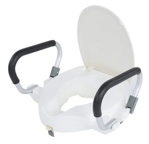 Elevated Raised Toilet Seat Riser with Handles & Lid - Picture 1 of 1