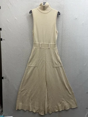 Vestido Mara Hoffman Para Mujer Pequeño Beige Maxi Tejido Sin Mangas Cuello Alto Elegante Foto 1 de 4