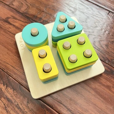 Lovevery The Enthusiast Sort And Stack Peg Puzzle Montessori Months 28-30 - Image 1 of 4