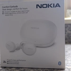 Nokia Comfort earbuds Bluetooth Wireless Headphones White TWS-411 Brand New - Picture 1 of 3