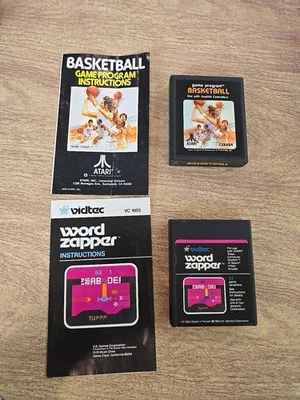 批量 2 件 Atari Games Basketball & Word Zapper 适用于 2600 电子游戏 — 第 1/4 张图片
