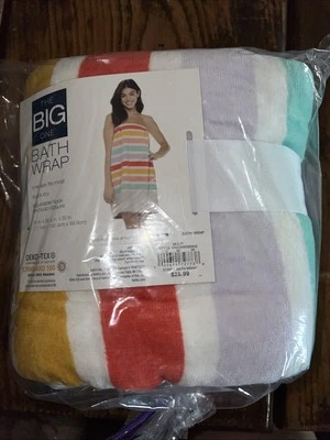 THE BIG ONE BATH WRAP TOWEL QUICK DRY Multi Colored Stripes Foto 1 de 2