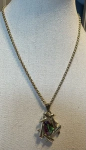 Vintage Sarah Coventry Goldtone Necklace With Watermelon Crystal Thorn Pattern - Picture 1 of 9