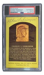 Charlie Gehringer Signed 4x6 Detroit Tigers HOF Plaque Card PSA/DNA 85025749 - Picture 1 of 4