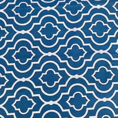 Telas Mill Creek serigrafiadas originales 1 1/2 yarda X 85" patrón geométrico azul  Foto 1 de 4